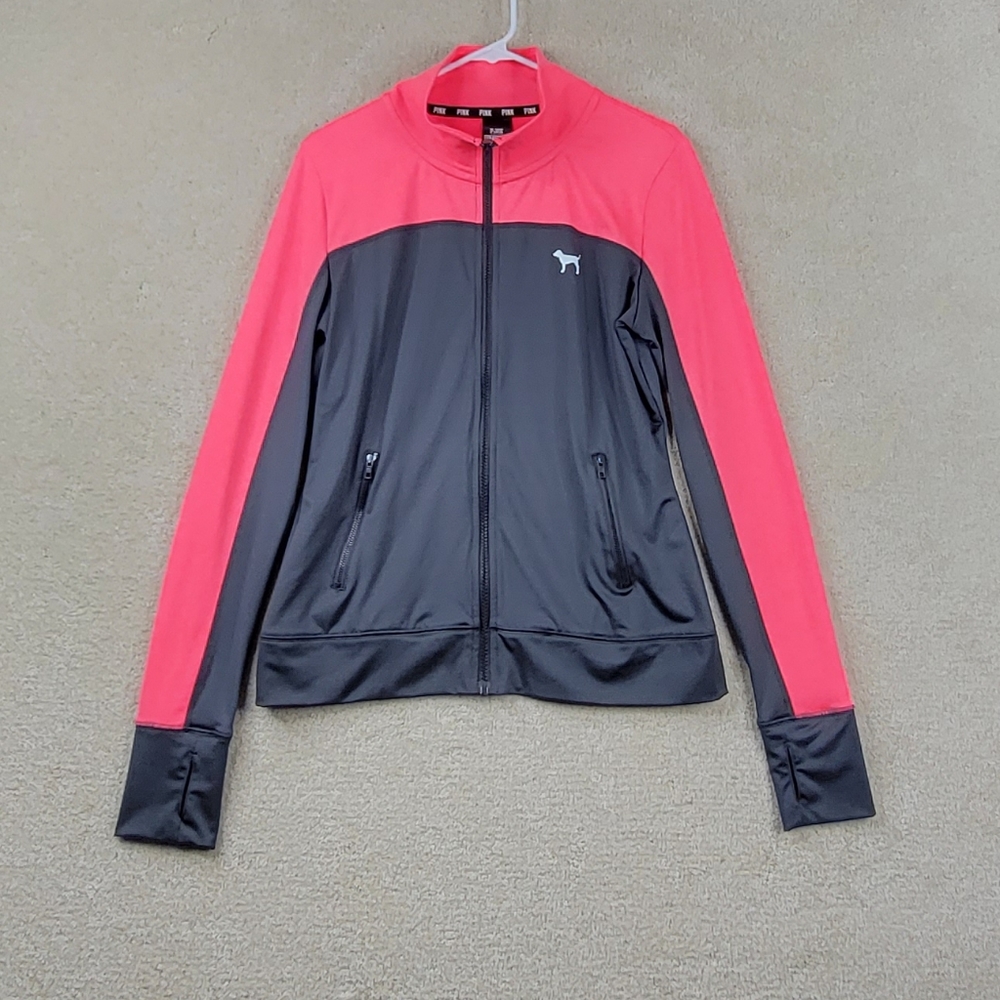 PINK Victoria's Secret Ultimate Zip Front Jacket Pink/Gray Size M